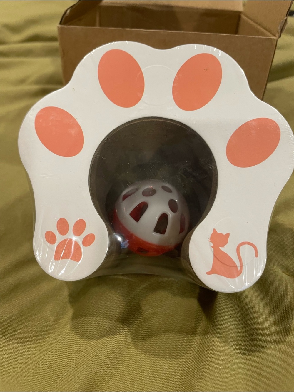 Pink Paw Cat Toy Dispenser with Interactive Ball